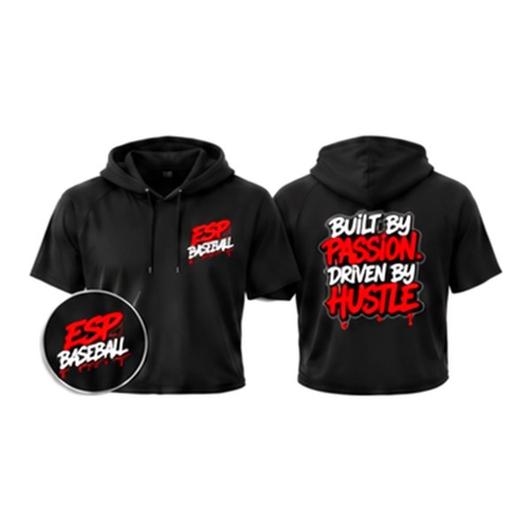 ESP Baseball Short Sleeve Hooded Performance Shirt in black